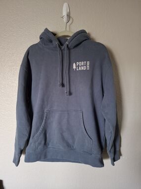 Rare Portland Leather Blue Pullover Hoodie Large